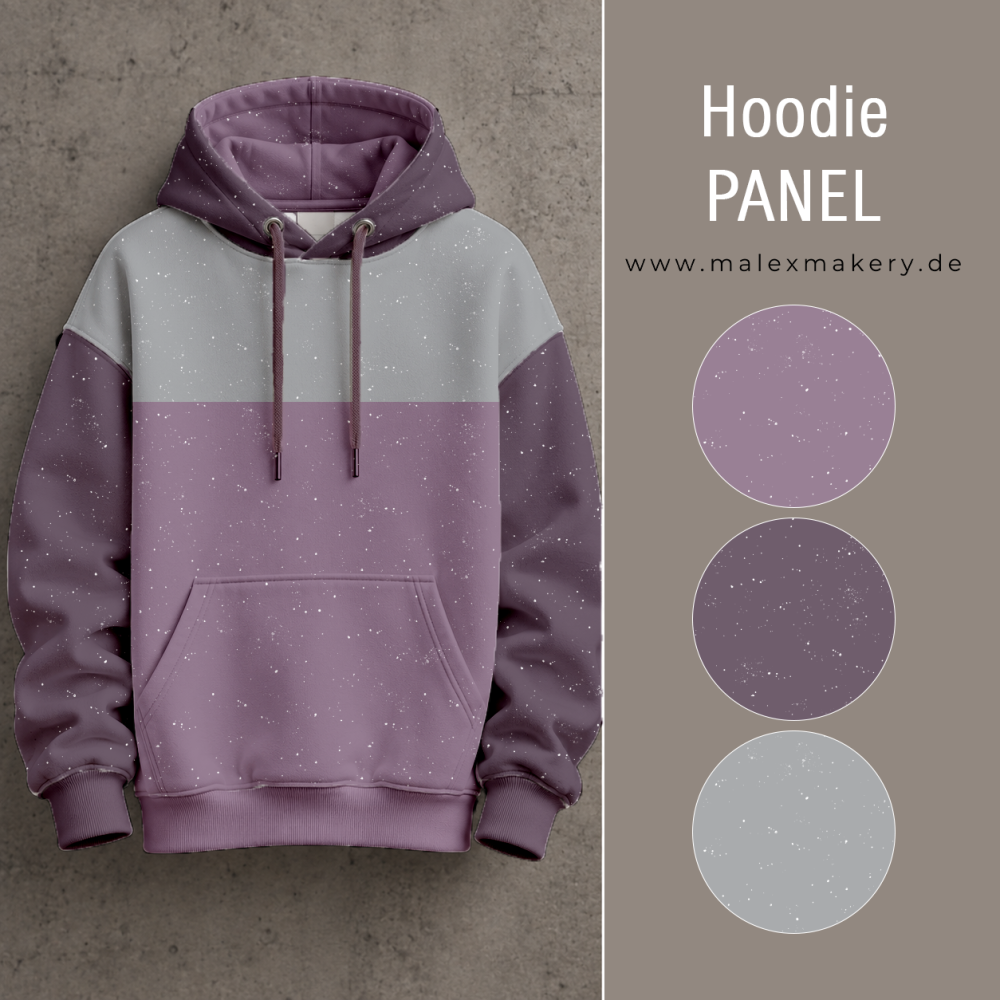 Hoodie-Panel #Hellgrau/Lila - ca. 180cm x 180cm  - French Terry