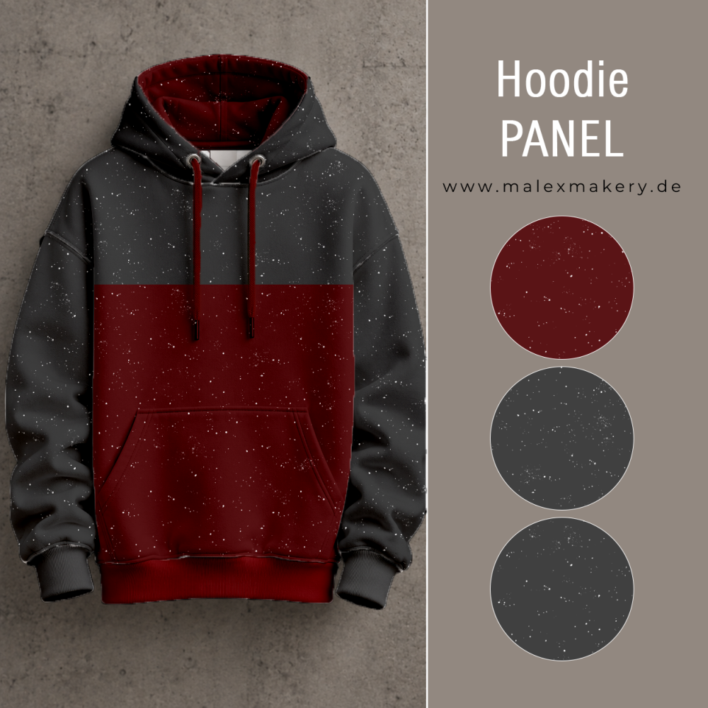 Hoodie-Panel #Weinrot/Steingrau - ca. 180cm x 180cm  - French Terry