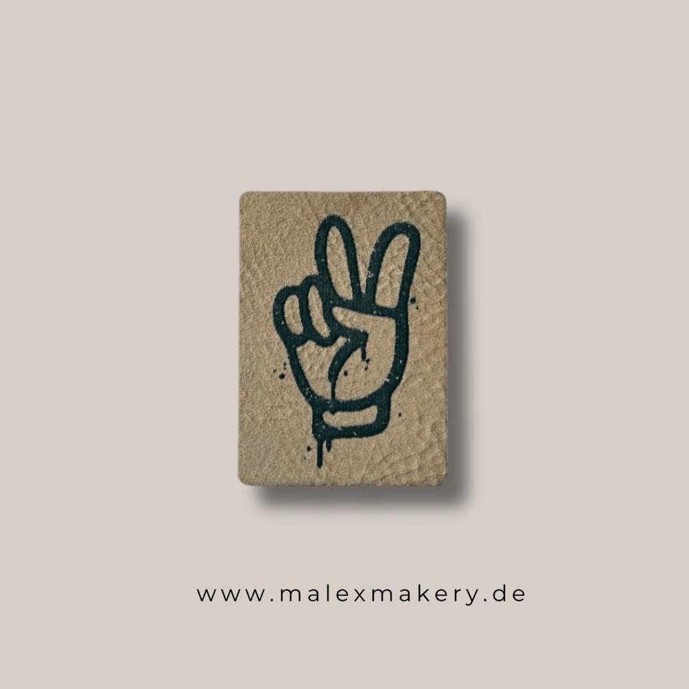Label - " Cool Peasefinger " - ca. 3 cm x 4,2 cm - Kunstleder ++ Farbauswahl ++
