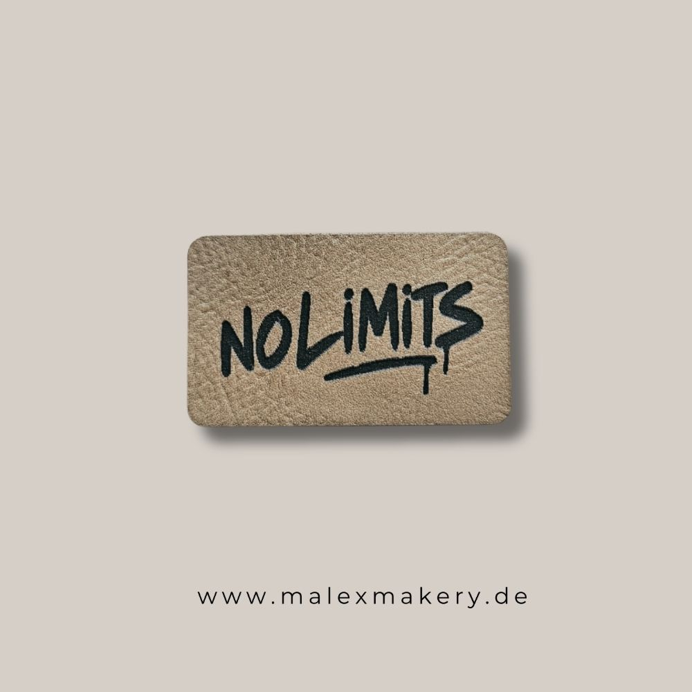 Label - " NO LIMITS " - ca. 3 cm x 5 cm - Kunstleder ++ Farbauswahl ++
