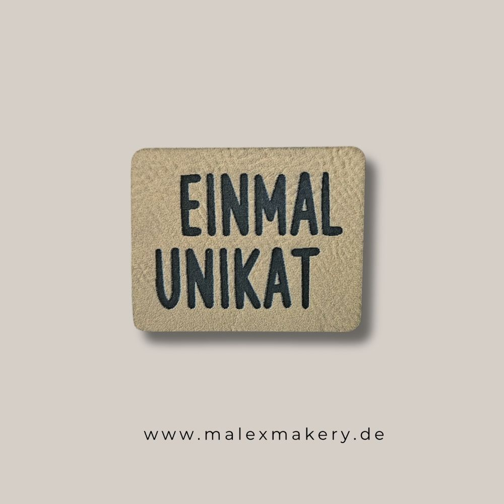 Label - " EINMAL UNIKAT " - ca. 4 cm x 5 cm - Kunstleder ++ Farbauswahl ++