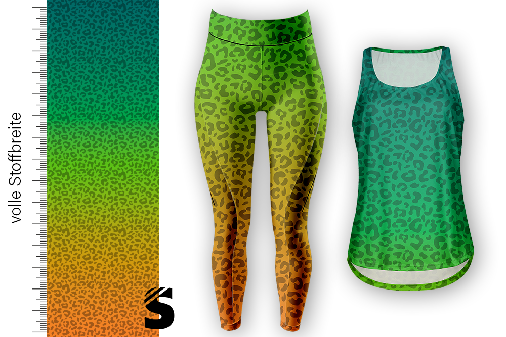 2209-01 - BWARE  0,75 Meter  LEO - Sport/-Funktionsjersey Lycra  - #orange/grün/petrol