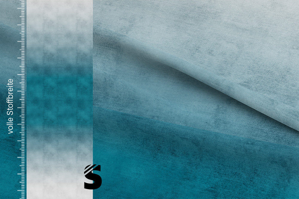 Denim VERLAUF - #hellgrau/petrol - Bio French Terry