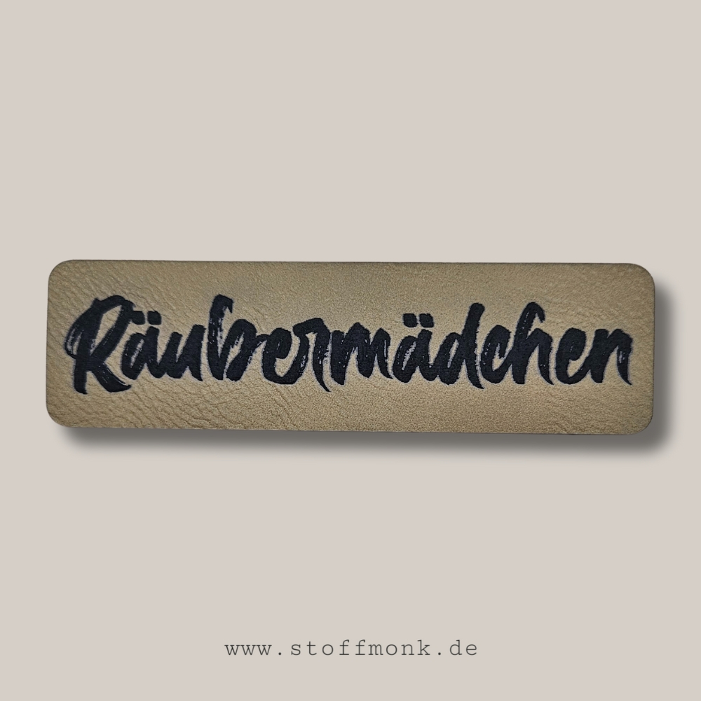 BIG Label - "Räubermädchen" - ca. 3,4 cm x 12 cm - Kunstleder ++ Farbauswahl ++
