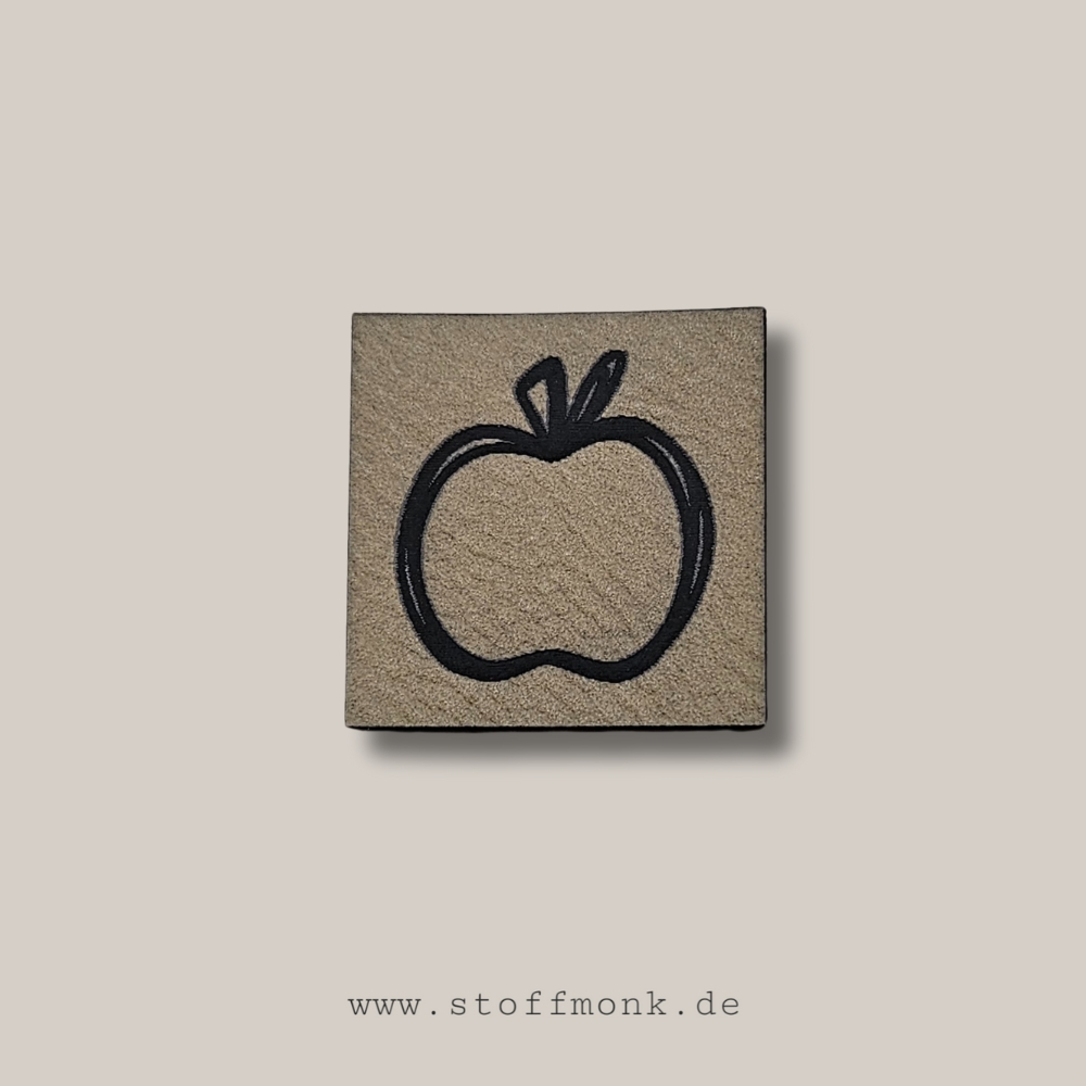 Label -  "Apfel" - ca. 3 cm x 3 cm - Kunstleder ++ Farbauswahl ++