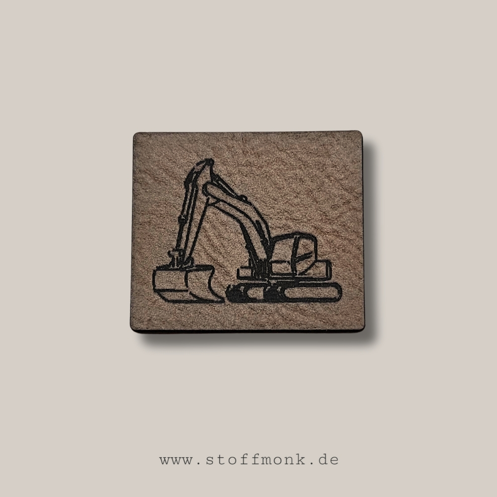 Label -  "Bagger" - ca. 3,5 cm x 4,5 cm - Kunstleder ++ Farbauswahl ++