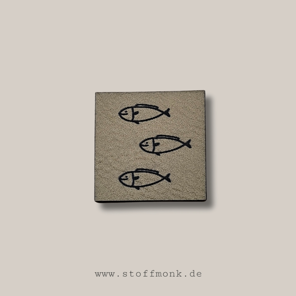 Label - Fische  - ca. 3cm x 3cm - Kunstleder ++ Farbauswahl ++
