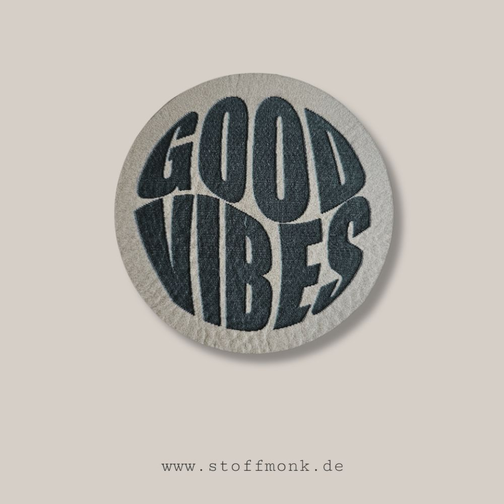 Label  " Good Vibes - Rund " -  ca. 5 cm - Kunstleder ++ Farbauswahl ++