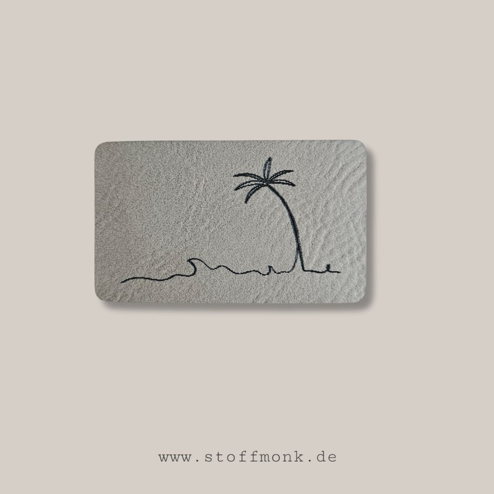 Label  " Palmenlines Strand - Rechteck " -  ca. 5 cm breit - Kunstleder ++ Farbauswahl ++