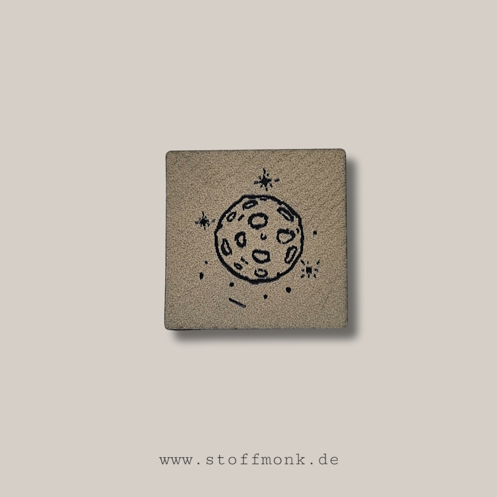 Label -  "Planet Mond" - ca. 3 cm x 3 cm - Kunstleder ++ Farbauswahl ++