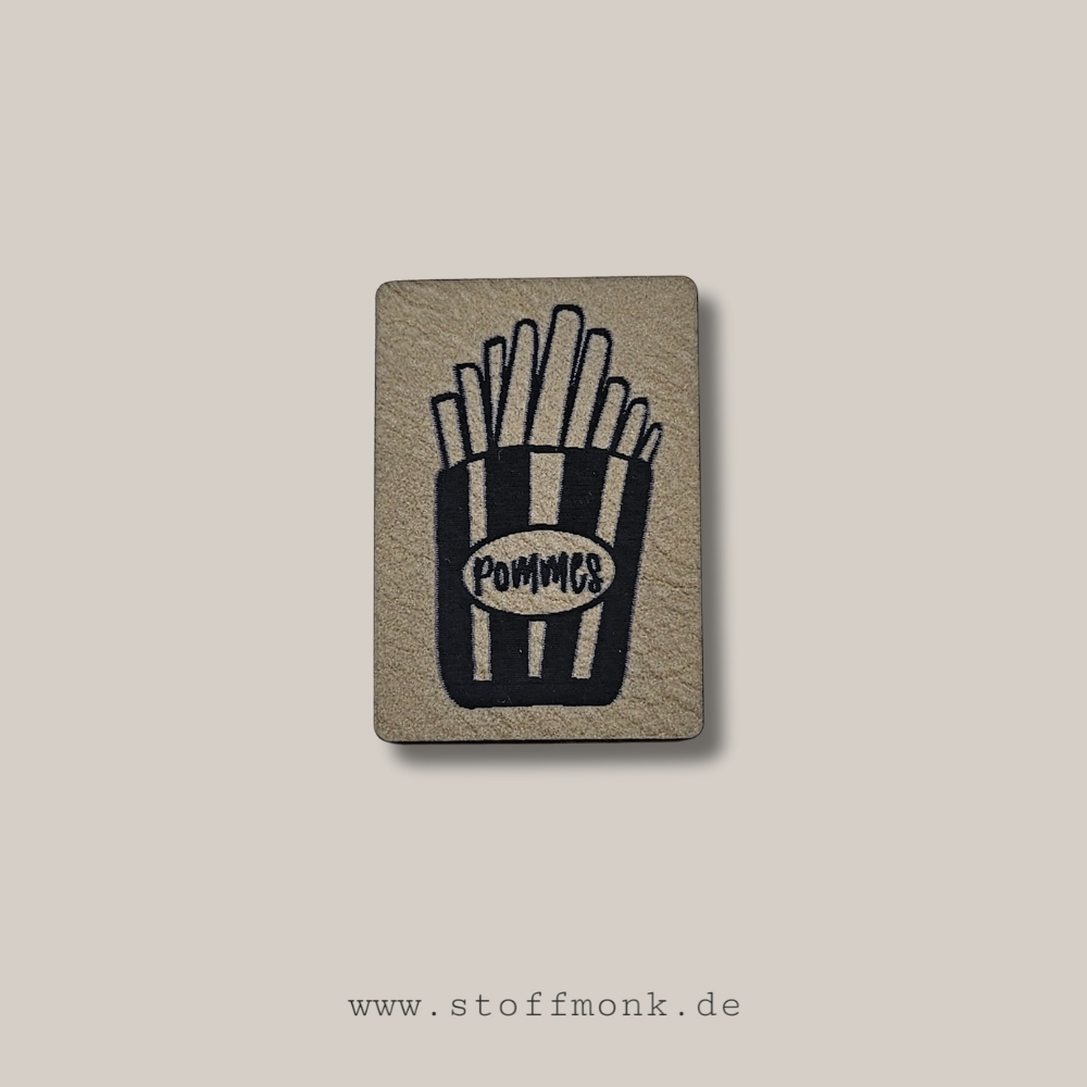 Label - POMMES - ca. 2,7cm x 4cm - Kunstleder ++ Farbauswahl ++