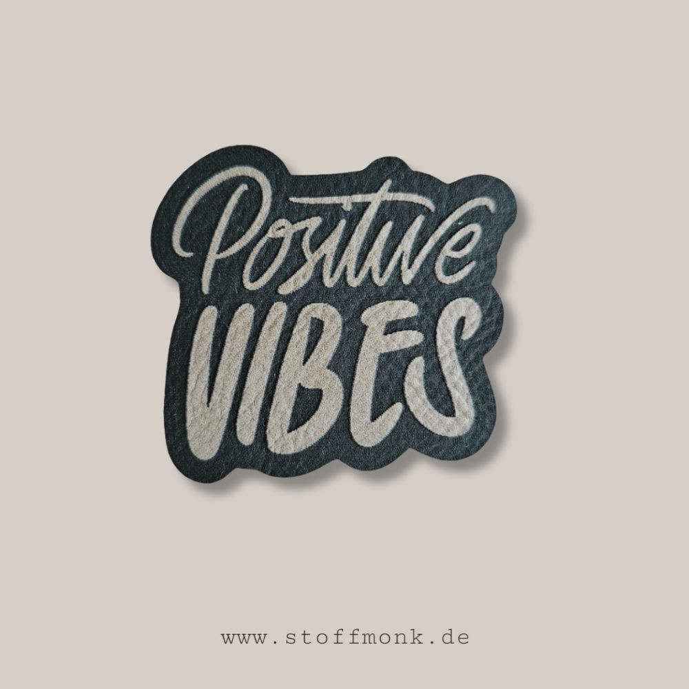 Label  " Positive Vibes - OUTLINE " -  ca. 5 cm  hoch - Kunstleder ++ Farbauswahl ++