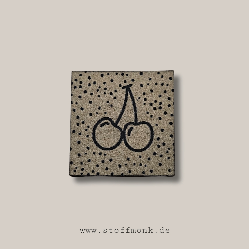 Label - PUNKTE "Kirschen" - ca. 3 cm x 3 cm - Kunstleder ++ Farbauswahl ++