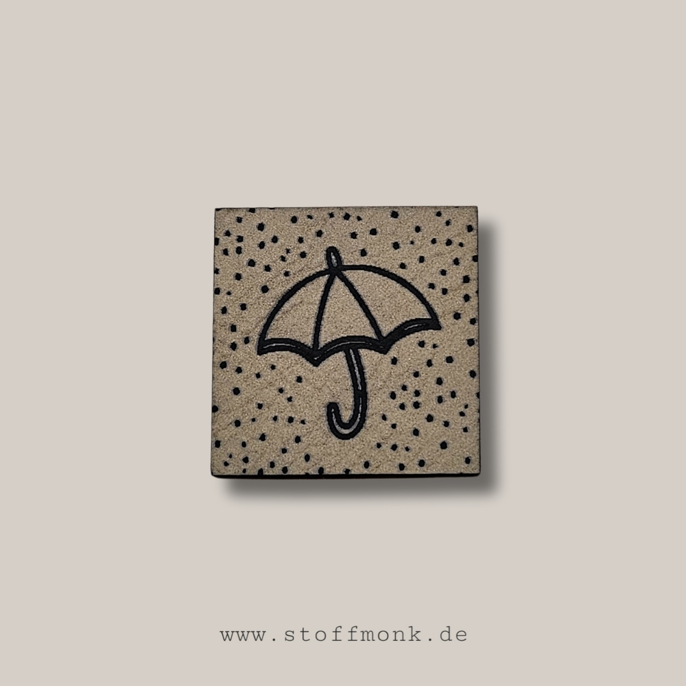 Label - PUNKTE "Regenschirm" - ca. 3 cm x 3 cm - Kunstleder ++ Farbauswahl ++