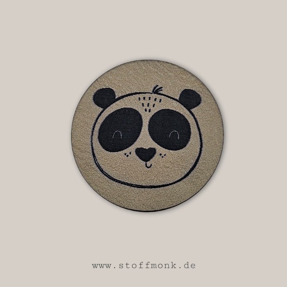 Label - PANDA Tierkopf RUND - ca. 4 cm Durchmesser - Kunstleder ++ Farbauswahl ++