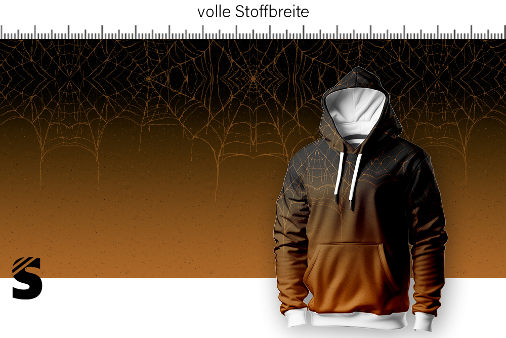 Spinnennetz Panel Verlauf - #cider/schwarz - Bio French Terry - Höhe ca. 0,85 Meter