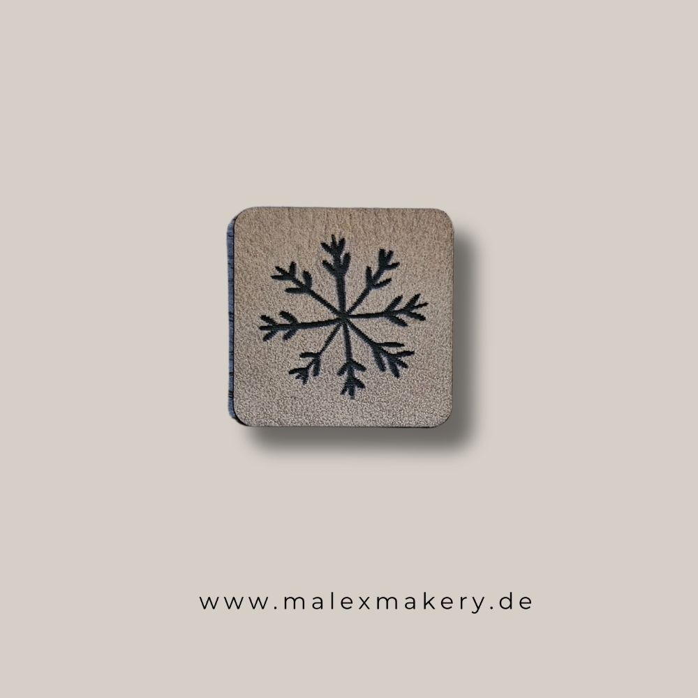 Label  " Schneeflocke " -  ca. 4x4 cm - Kunstleder ++ Farbauswahl ++