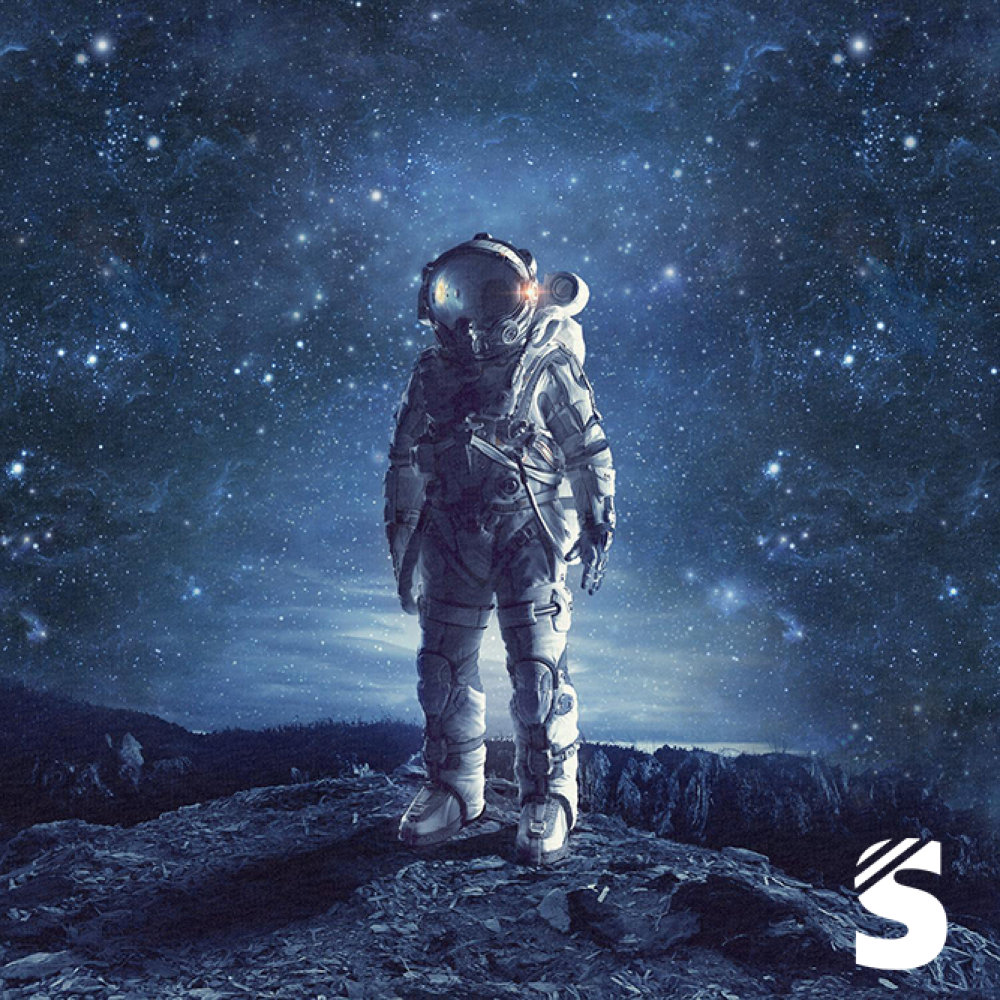 PANEL (groß) Space Astronaut -  French Terry  (Reaktivdruck)