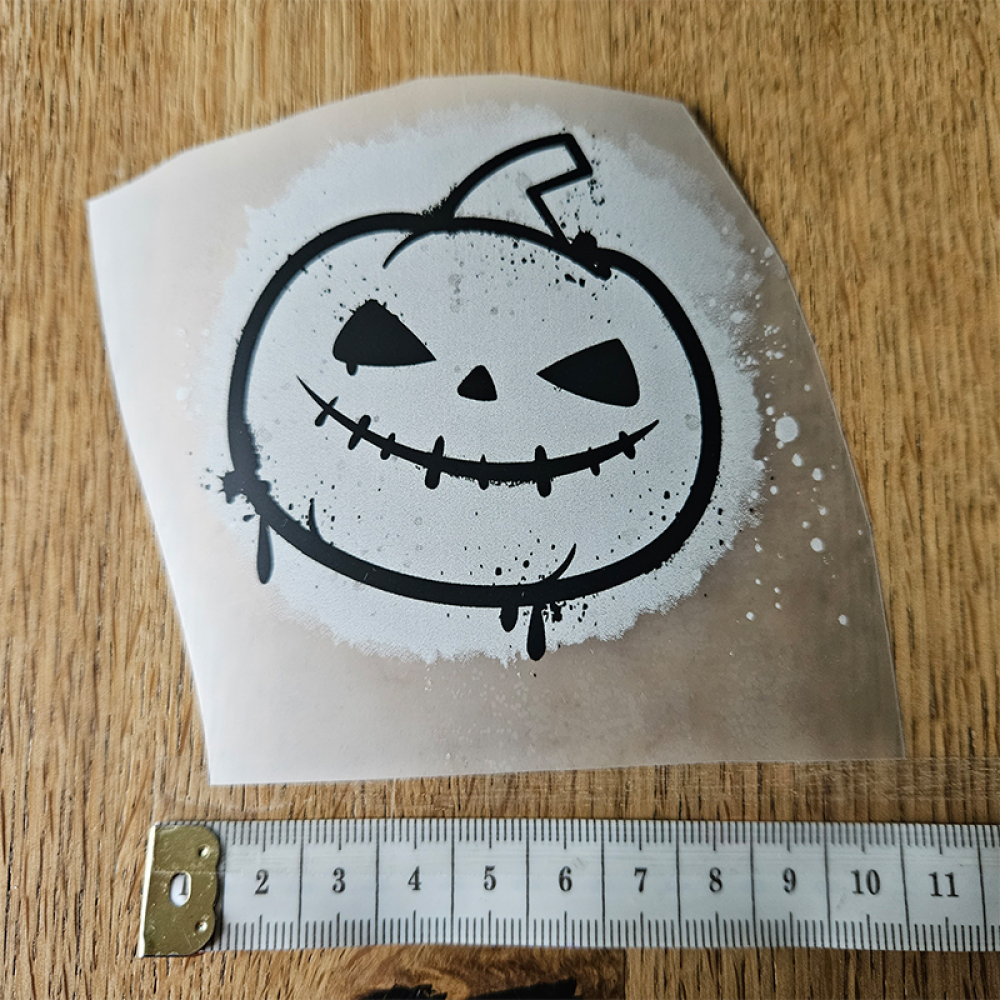 Bügelbild versandfertig - längste Seite ca. 10 cm   - WA_H100_10cm / Kürbis Button grau
