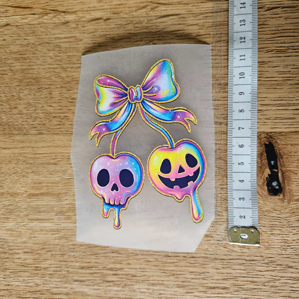 Bügelbild versandfertig - längste Seite ca. 10 cm   - WA_H46_10cm / Kirschen rainbow
