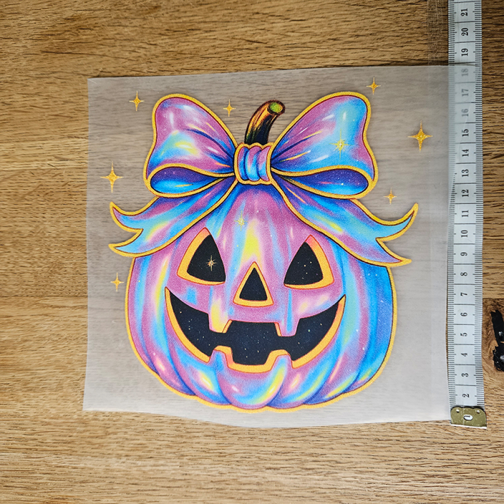 Bügelbild versandfertig - längste Seite ca. 18cm   - WA_H48_18cm / Kürbis rainbow