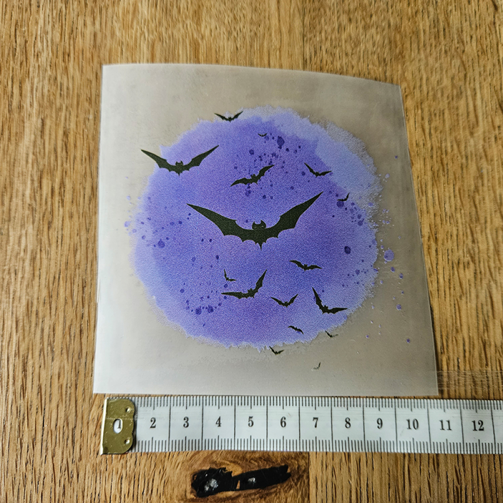 Bügelbild versandfertig - längste Seite ca. 10 cm   - WA_H93_10cm / fledemäuse button lila