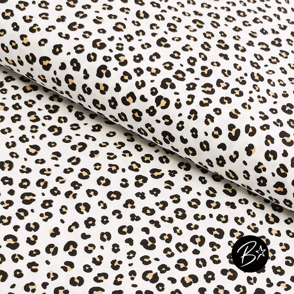 Baumwollstoff Leo Print - Weiß