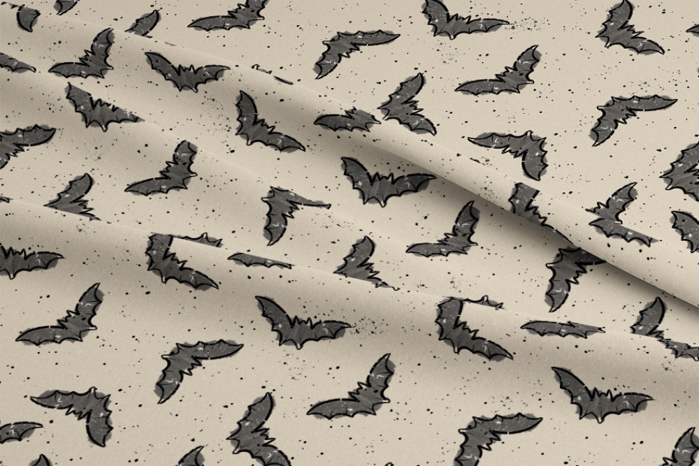 1 Meter RESTSTÜCK - Ep Bio French Terry - FLEDERMÄUSE Beige