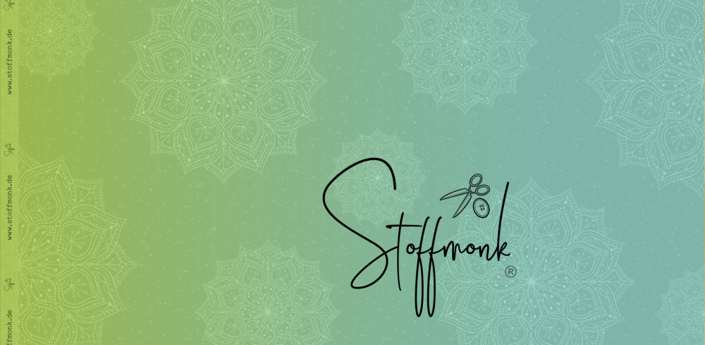 2603-07 - B_WARE - 1,8 meter Mandala Verlauf Blau/grün - Bio Jersey