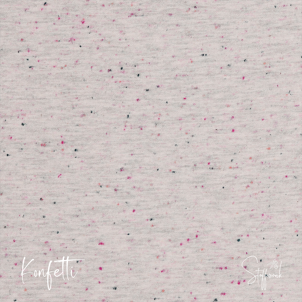 Kuschel Sweat melange - Konfetti - Ecru ROSE