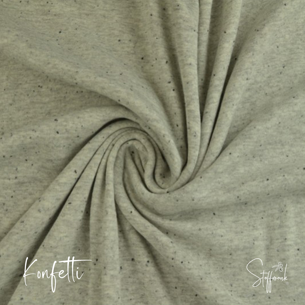 Kuschel Jersey melange - Konfetti - Sage hell