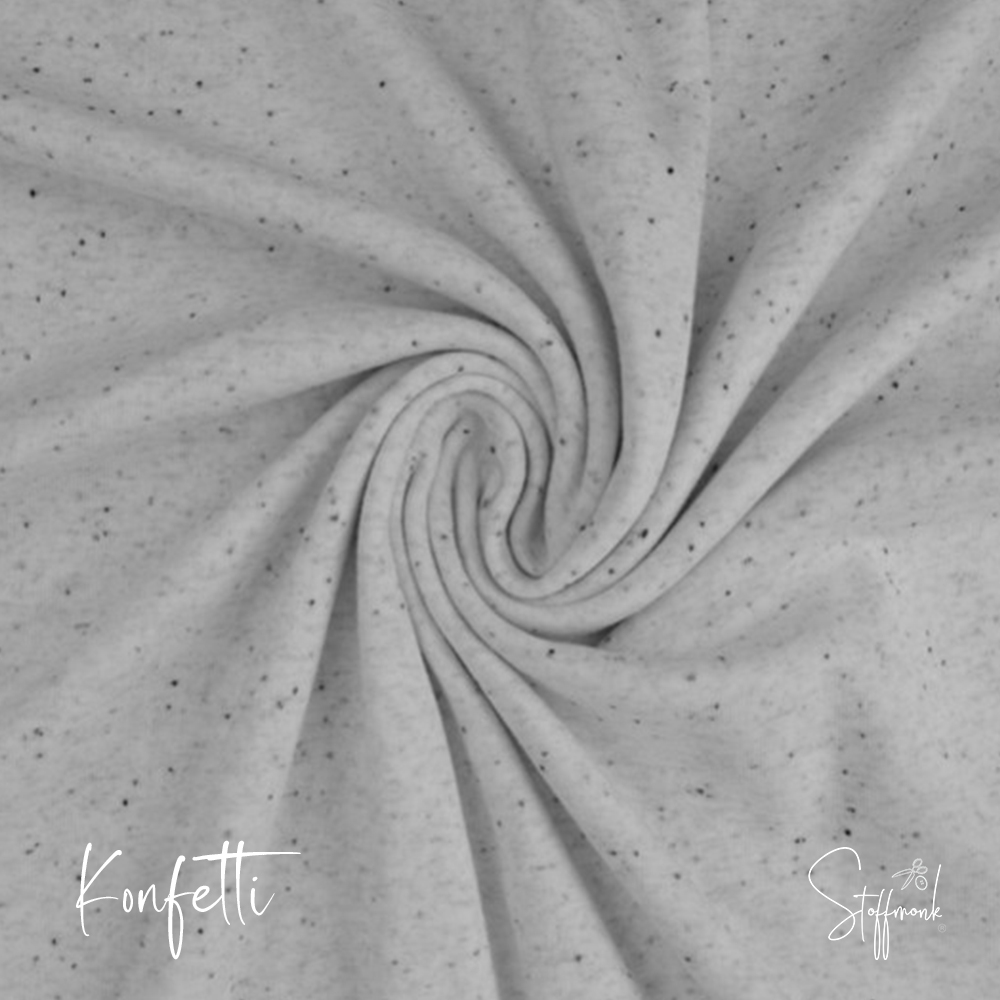 Kuschel Jersey melange - Konfetti - weiss