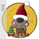 Patch / Aufnäher  - Weihnachtsbär - Senfgelb