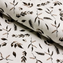 Baumwoll Jersey - Blätter Taupe