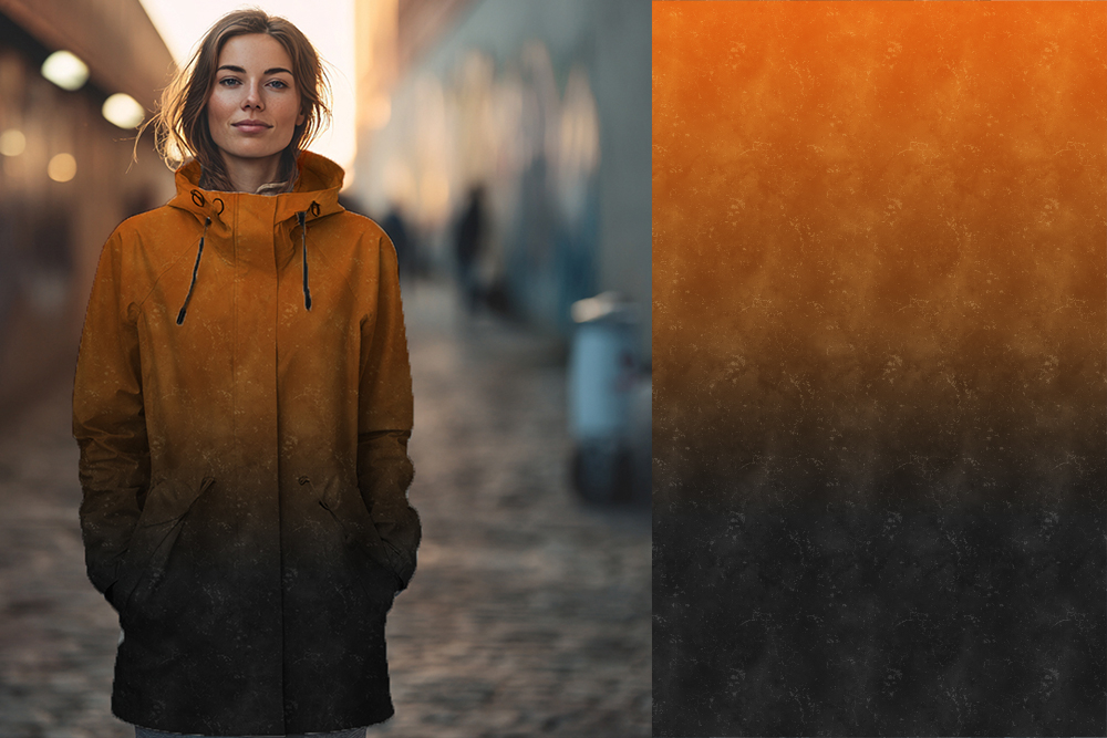 VB - Ep " Panel Grunge #Orange/dunkelgrau "  ca. Höhe 1 Meter - SOFTSHELL
